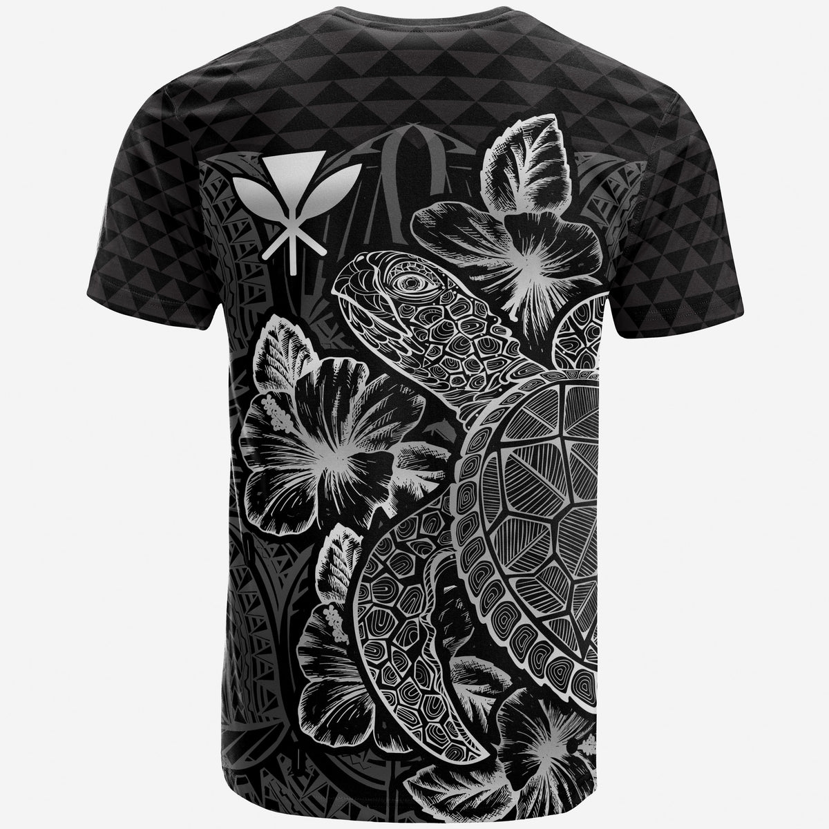 Hawaii Polynesian T Shirt Kanaka Maoli Turtle Hibiscus Black - Polynesian Pride