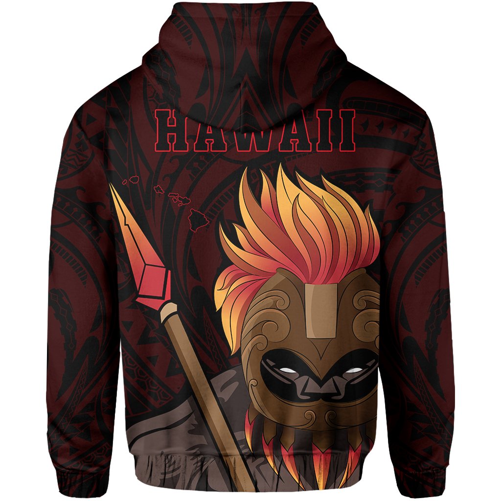 Hawaii Polynesia Legend Red Kanaka Warrior Hoodie - Polynesian Pride