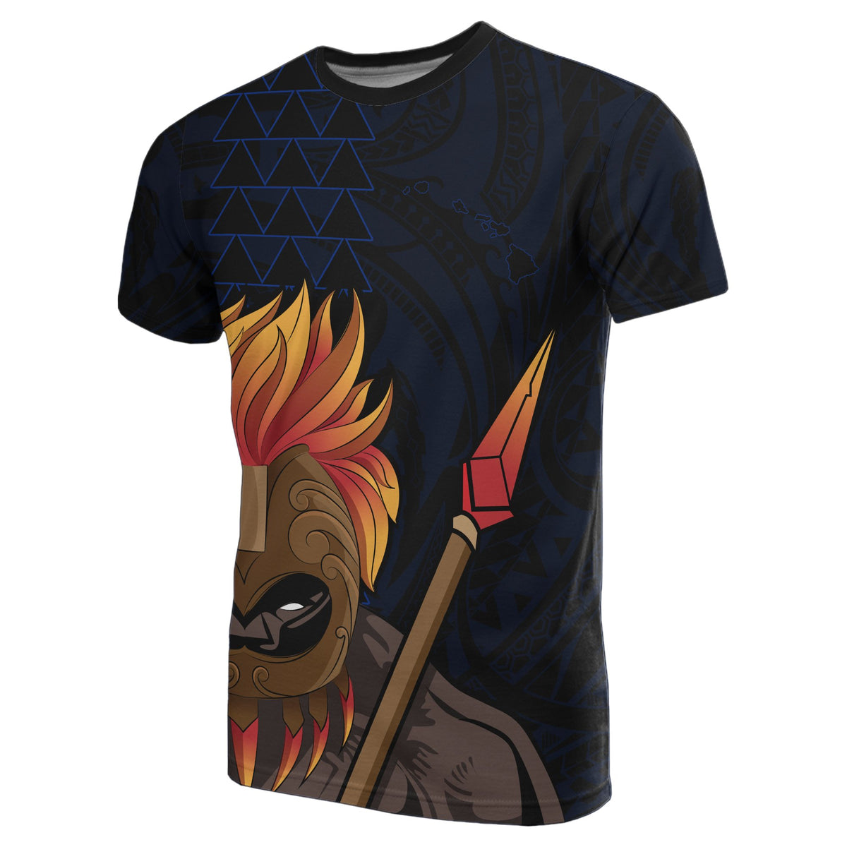 Polynesian Kakau Blue Kanaka Warrior Hoodie Legend - Polynesian Pride