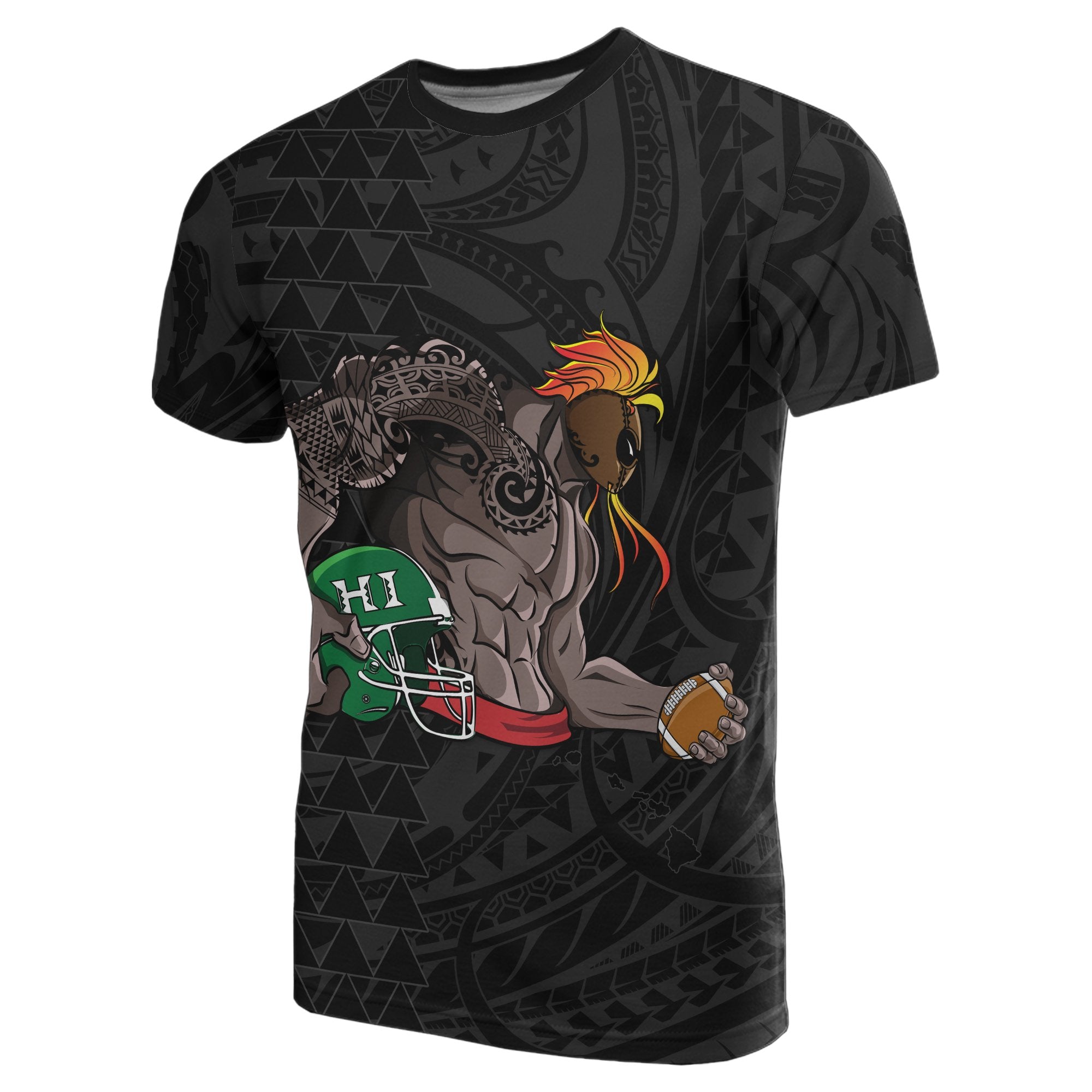 Polynesian Kakau Gray Hawaii Warrior Football T Shirt Unisex Gray - Polynesian Pride