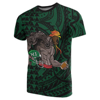 Polynesian Kakau Green Hawaii Warrior Football T Shirt - Polynesian Pride
