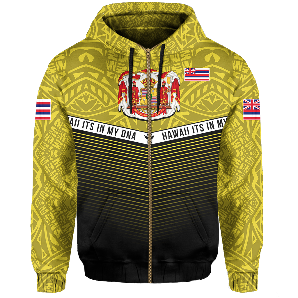 Hawaii Polynesian Zipper Hoodie Yellow Mix Style - Polynesian Pride