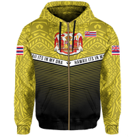 Hawaii Polynesian Zipper Hoodie Yellow Mix Style - Polynesian Pride