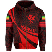 Kanaka Polynesian Zipper Hoodie Red Doma Style - Polynesian Pride