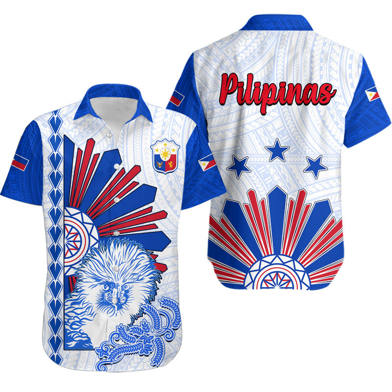 Philippines Barong Hawaiian Shirt Sun of Philippinas With Eagles LT9 White - Polynesian Pride