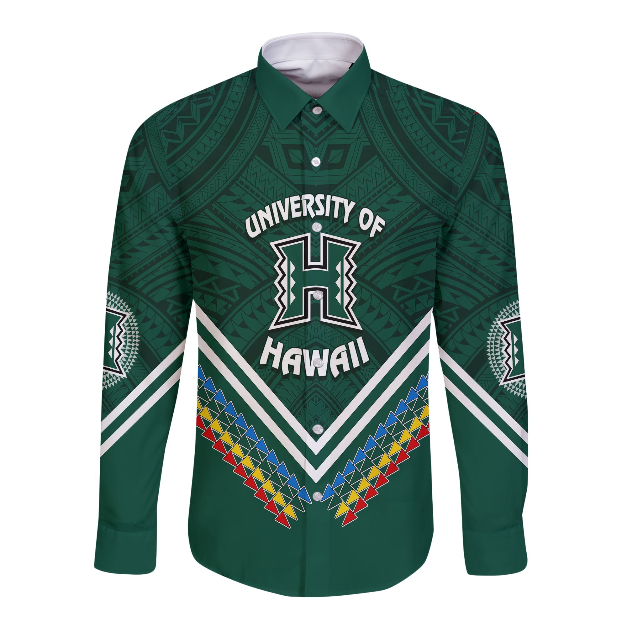 Personalised Hawaii Rainbow Warriors Long Sleeves Button Shirt Simple Style LT7 Unisex Deep Green - Polynesian Pride