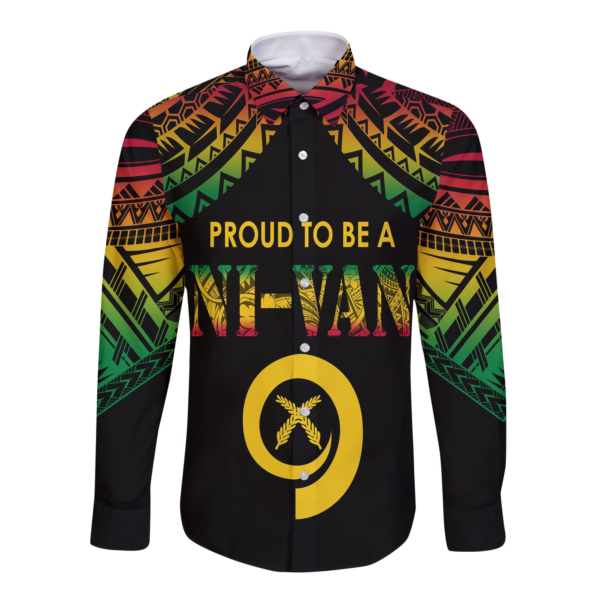 Vanuatu Proud To Be A Ni-Van - Polynesian Pattern Long Sleeves Button Shirt LT7 Female Black - Polynesian Pride