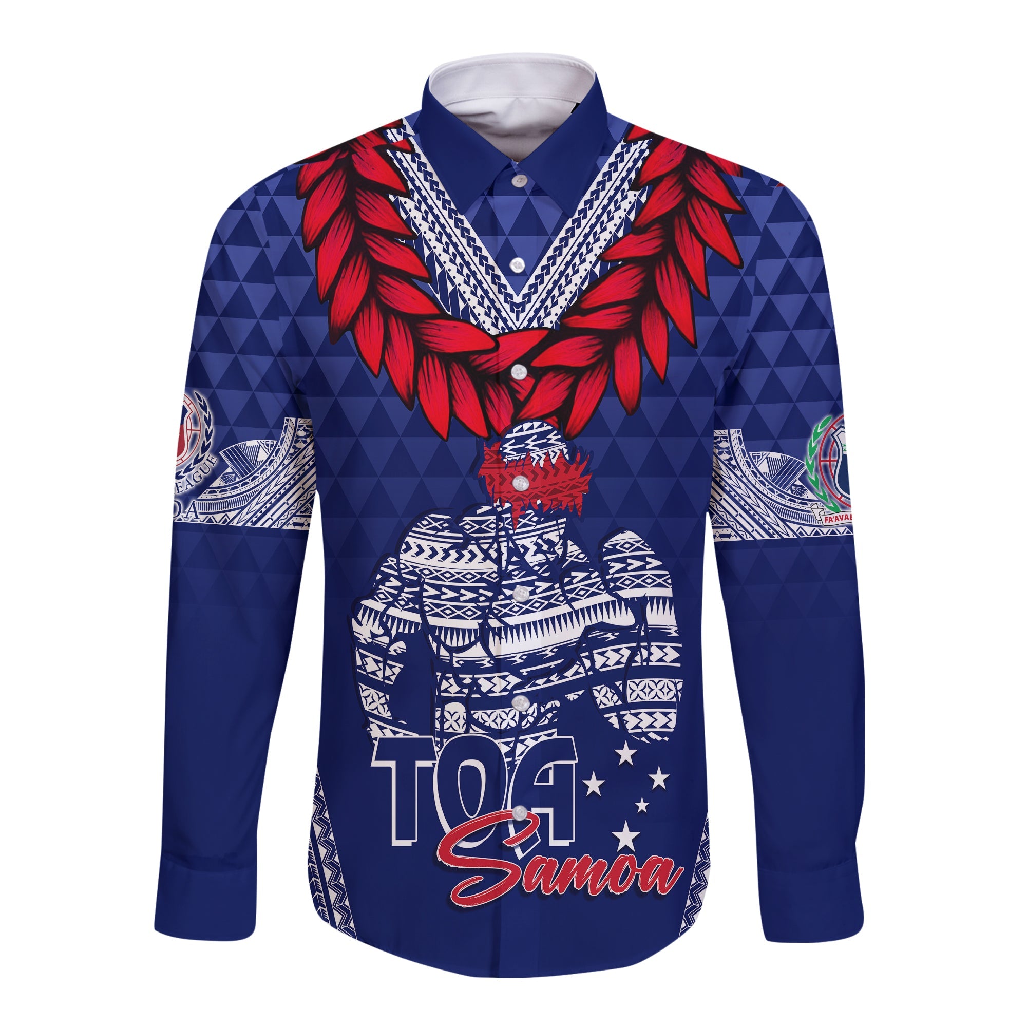 Personalised Toa Samoa Hawaiian Shirt Ulafala Style Samoa Warriors LT7 Blue - Polynesian Pride