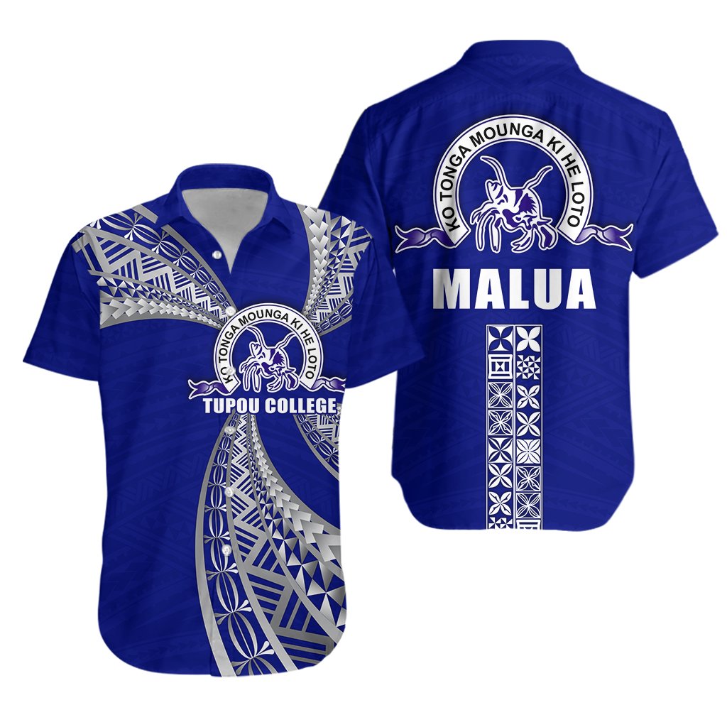 (MALUA) Tupou College Hawaiian Shirt Toloa Tonga Unisex Blue - Polynesian Pride