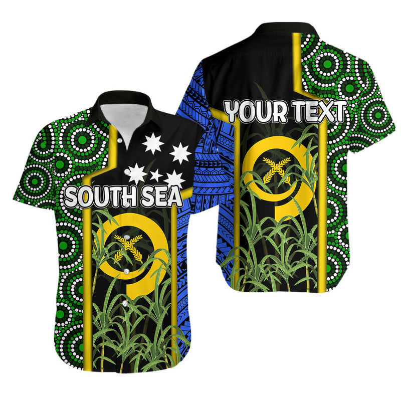 (Custom Personalised) South Sea Islanders Flag Style Hawaiian Shirt Vanuatu LT6 Black - Polynesian Pride