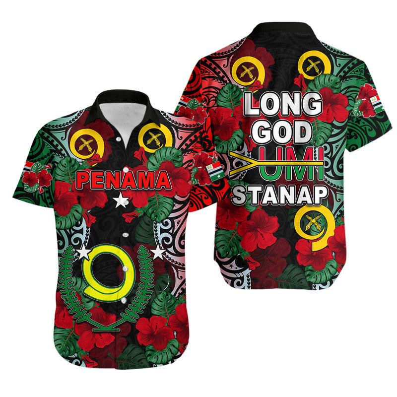 Vanuatu Penama And Hibiscus Hawaiian Shirt LT6 Unisex Black - Polynesian Pride