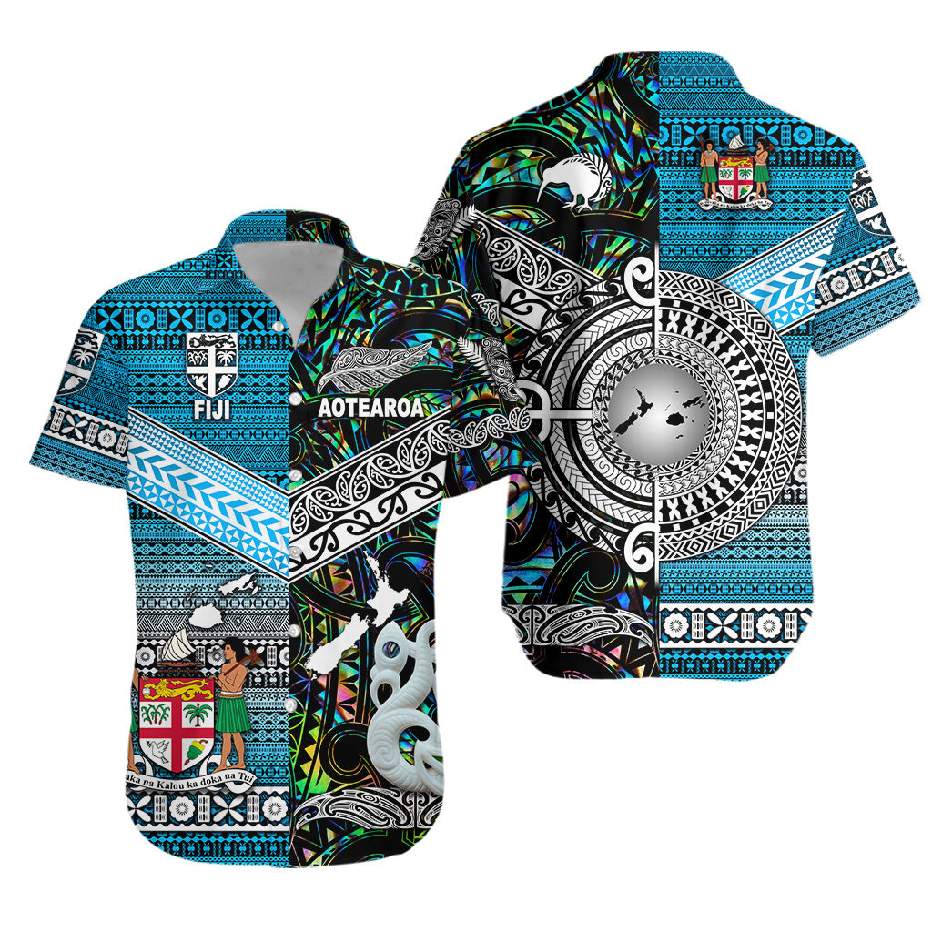 New Zealand Maori Aotearoa Fiji Tapa Together Hawaiian Shirt - Green LT8 Unisex Blue - Polynesian Pride