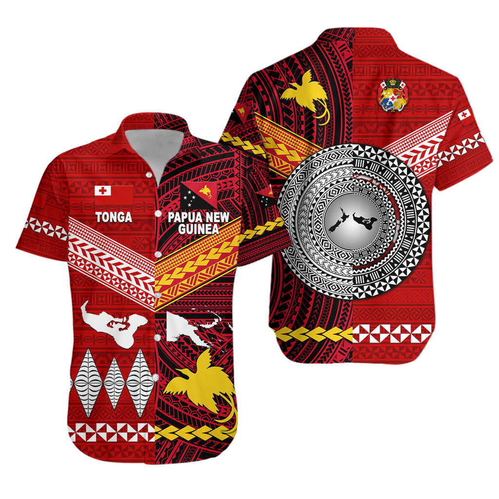 Papua New Guinea And Tonga Hawaiian Shirt Polynesian Together - Bright Red LT8 Unisex Red - Polynesian Pride