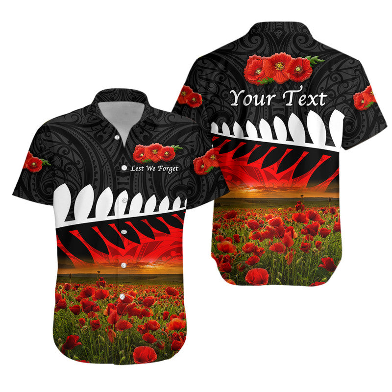 (Custom Personalised) New Zealand Maori ANZAC Hawaiian Shirt Poppy Vibes - Black LT8 Unisex Black - Polynesian Pride