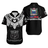 Samoa Independence Day Tribal Tattoo Coat Of Arms Hawaiian Shirt No.4 LT6 Unisex Black - Polynesian Pride