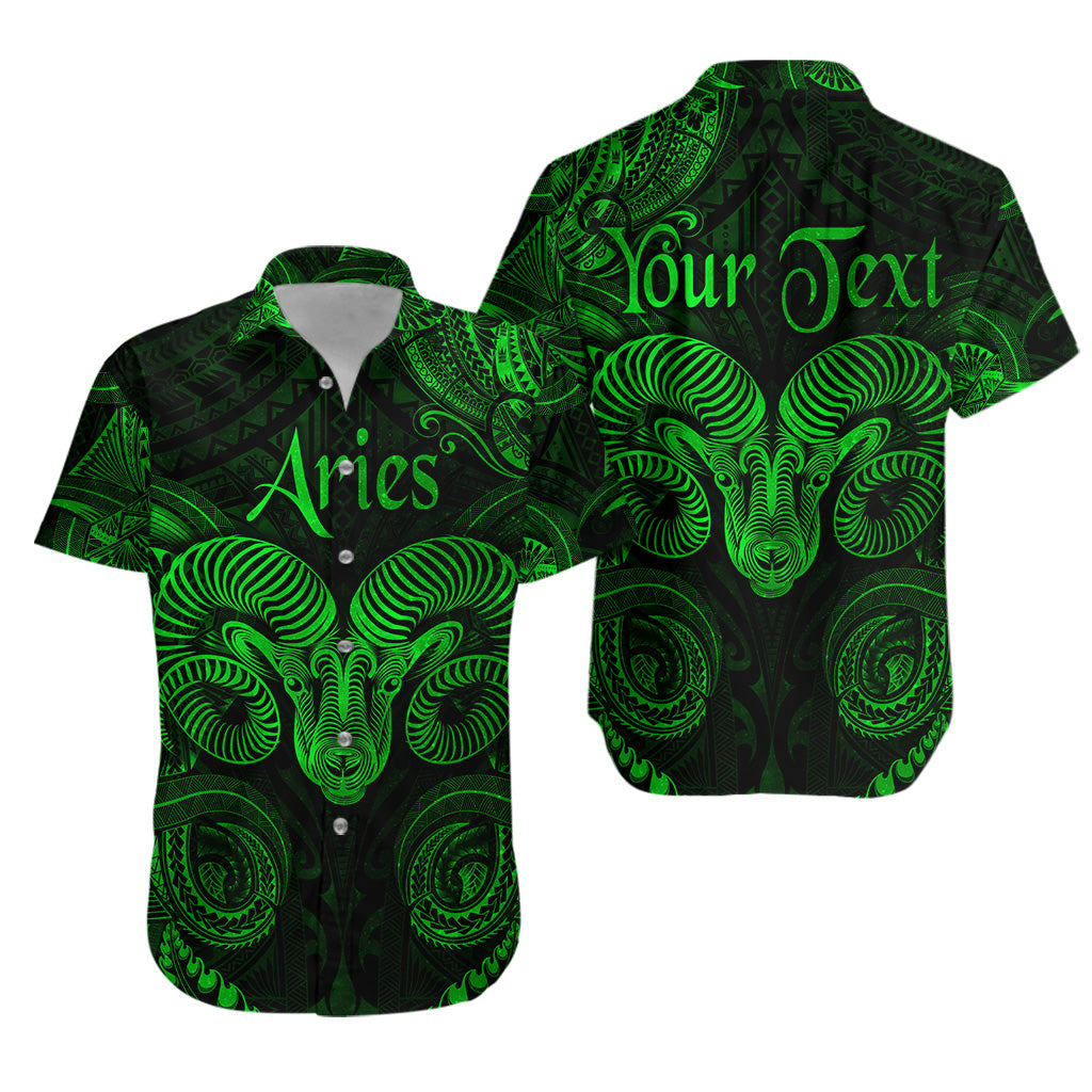 (Custom Personalised) Aries Zodiac Polynesian Hawaiian Shirt Unique Style - Green LT8 - Polynesian Pride