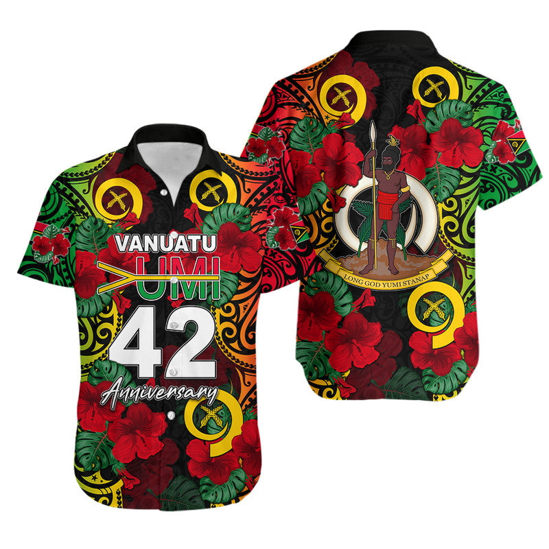 Vanuatu Yumi 42 Hawaiian Shirt LT6 Unisex Black - Polynesian Pride