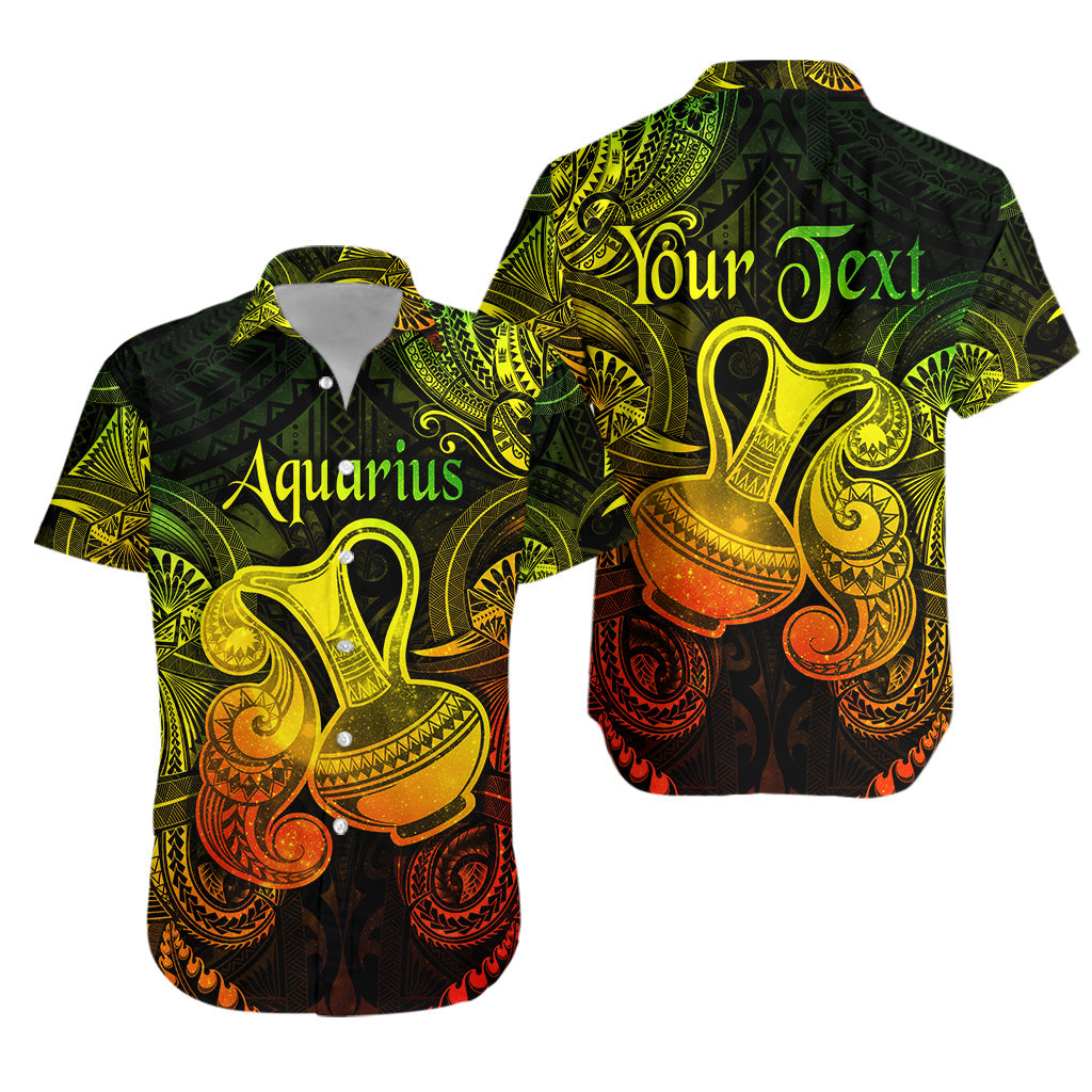 (Custom Personalised) Aquarius Zodiac Polynesian Hawaiian Shirt Unique Style - Reggae LT8 - Polynesian Pride