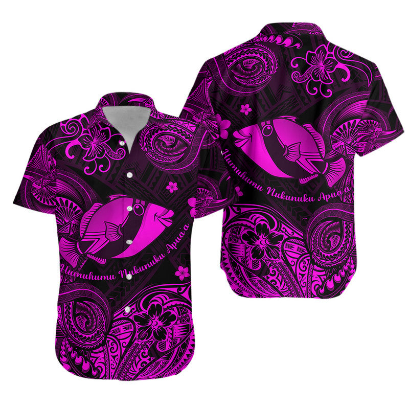 Hawaii State Fish: Humuhumu Nukunuku Apuaa Polynesian Matching Dress and Hawaiian Shirt Matching Couples Outfit Unique Style Pink LT8 Pink - Polynesian Pride