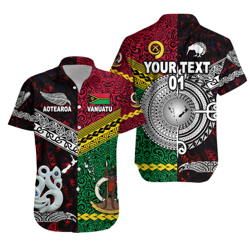 (Custom Personalised) Vanuatu And New Zealand Hawaiian Shirt Together - Red, Custom Text And Number LT8 Unisex Red - Polynesian Pride