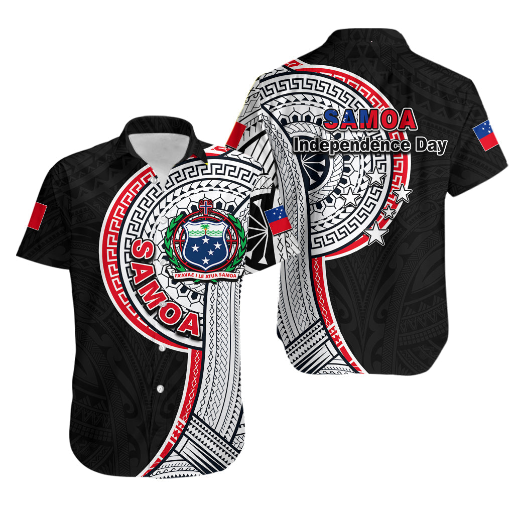 Samoa Independence Day Tribal Tattoo Hawaiian Shirt No.4 LT6 Unisex Black - Polynesian Pride