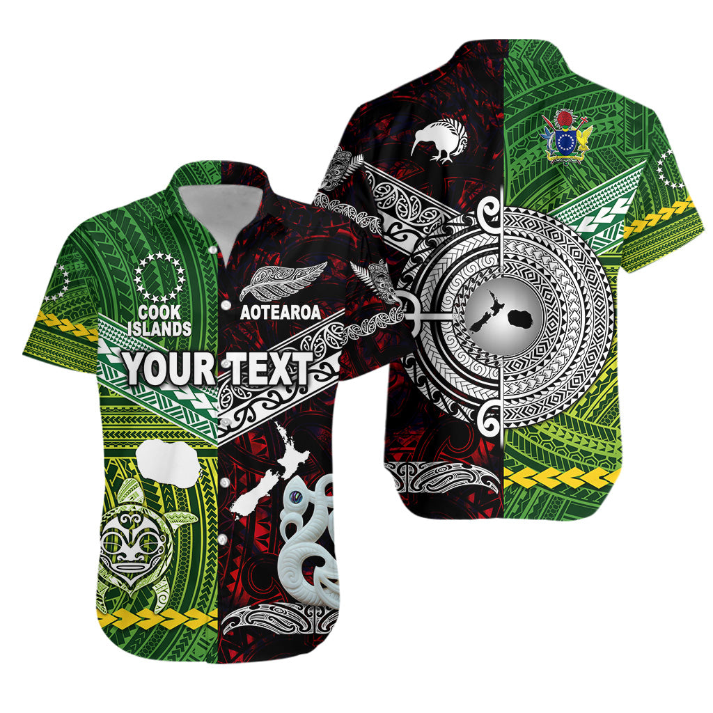 (Custom Personalised) New Zealand Maori Aotearoa Hawaiian Shirt Cook Islands Together - Red LT8 Unisex Green - Polynesian Pride