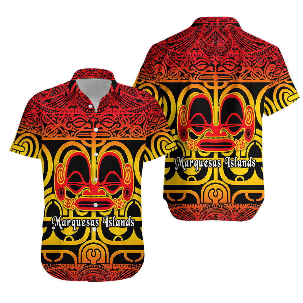 Marquesas Islands Hawaiian Shirt Marquesan Tattoo Simple Style - Gradient Red LT8 - Polynesian Pride