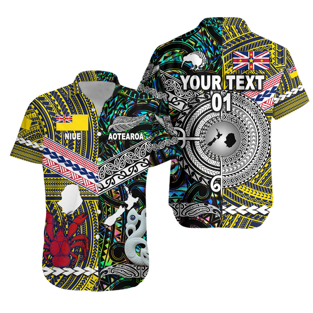 (Custom Personalised) New Zealand Maori Aotearoa And Niue Together Hawaiian Shirt - Paua Shell, Custom Text And Number LT8 Unisex Yellow - Polynesian Pride