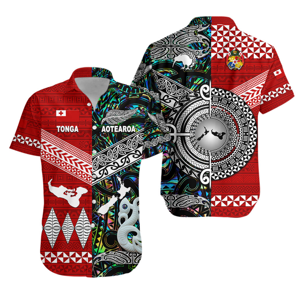 New Zealand Maori Aotearoa Tonga Polynesian Together Hawaiian Shirt - Paua Shell LT8 Unisex Red - Polynesian Pride