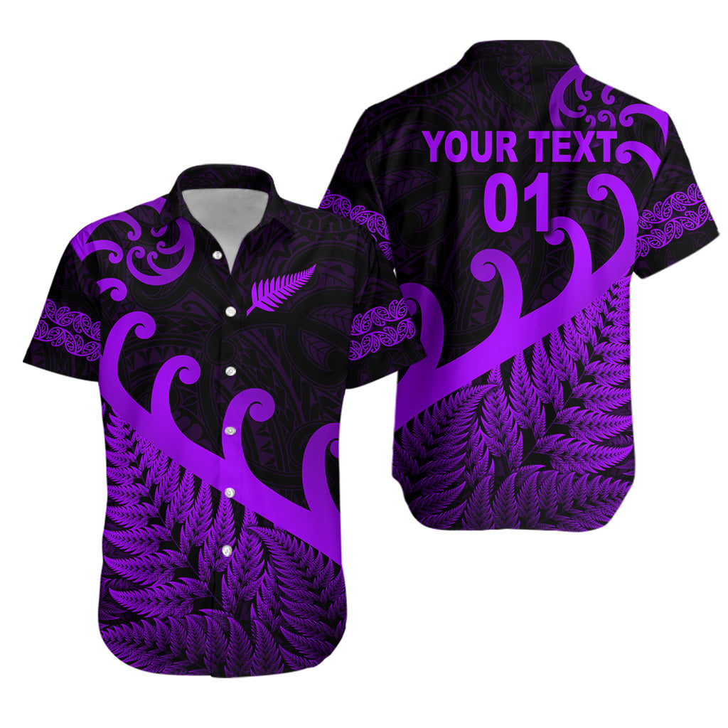 (Custom Personalised) New Zealand Rugby Maori Hawaiian Shirt Silver Fern Koru Vibes - Purple LT8 - Polynesian Pride