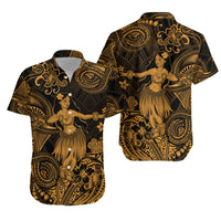 Hawaii Hula Girl Polynesian Matching Dress and Hawaiian Shirt Matching Couples Outfit Unique Style Gold LT8 - Polynesian Pride