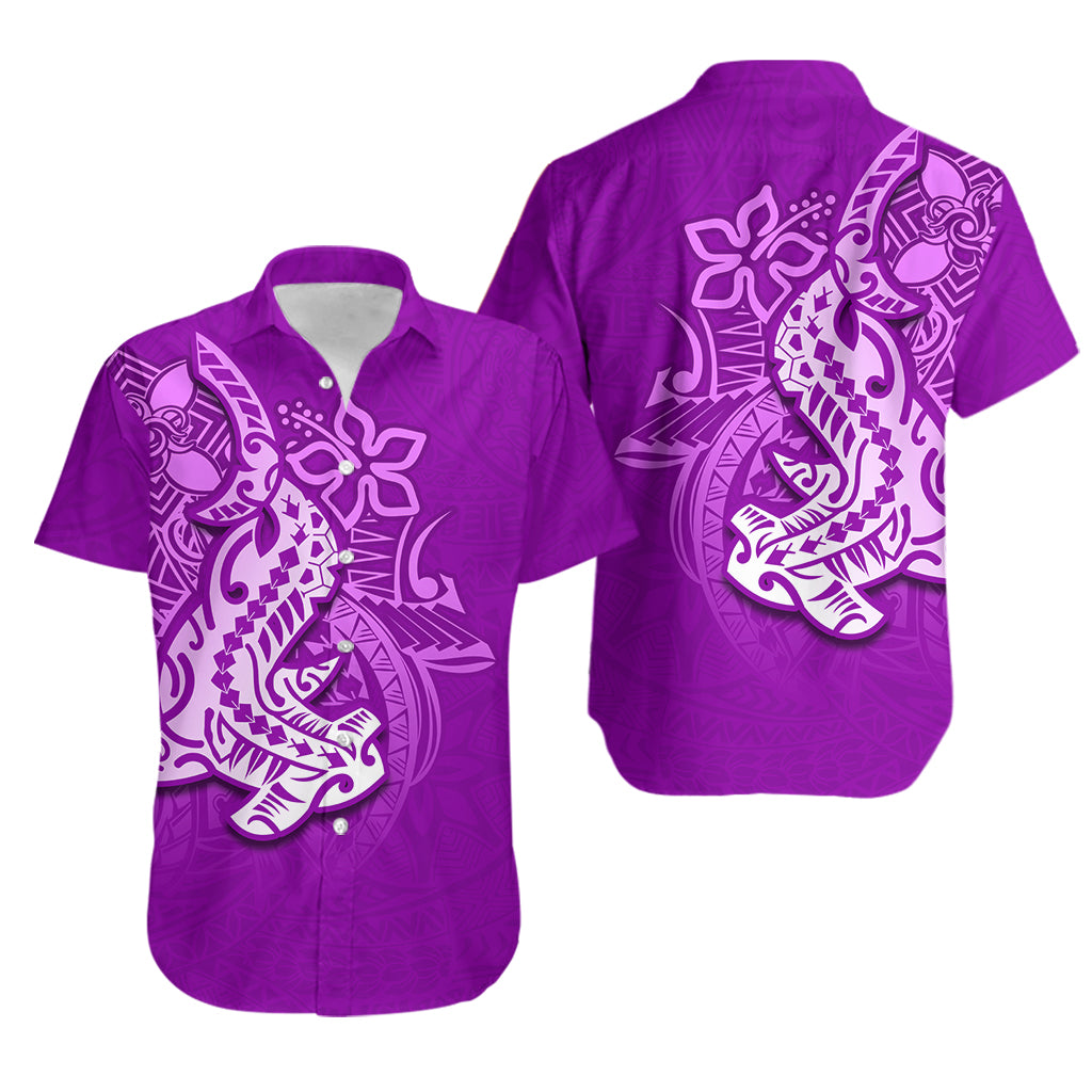 Custom Polynesian Matching Dress And Shirt with Tribal Hammerhead Shark Purple LT6 - Polynesian Pride