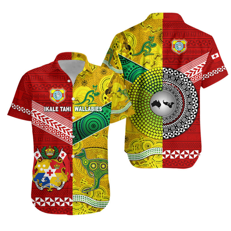 Tonga Ikale Tahi Ngatu And Australia Wallabies Aboriginal Hawaiian Shirt Rugby Together LT8 - Polynesian Pride