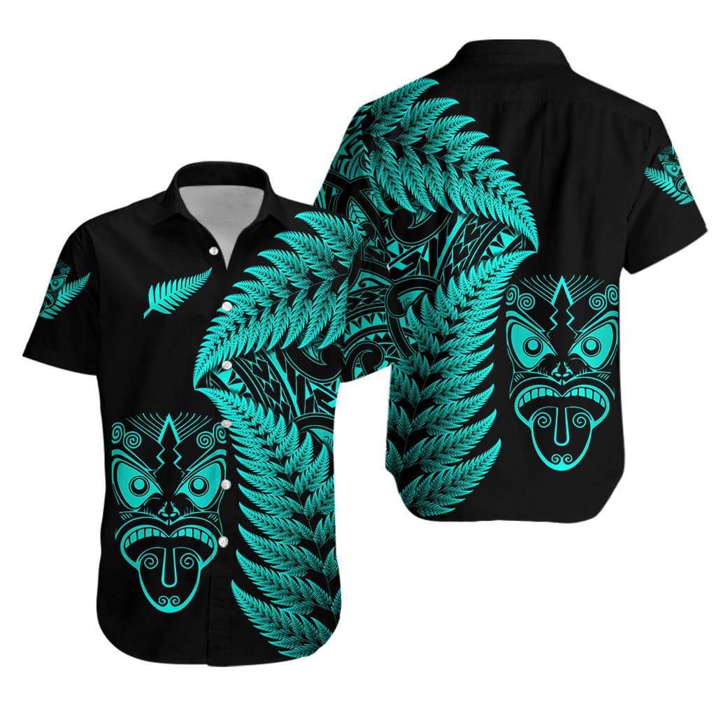 New Zealand Haka Rugby Maori Hawaiian Shirt Silver Fern Vibes - Turquoise LT8 - Polynesian Pride