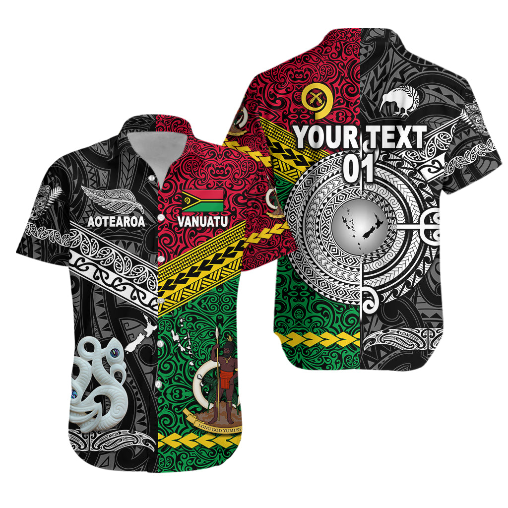 (Custom Personalised) Vanuatu And New Zealand Hawaiian Shirt Together - Black, Custom Text And Number LT8 Unisex Red - Polynesian Pride