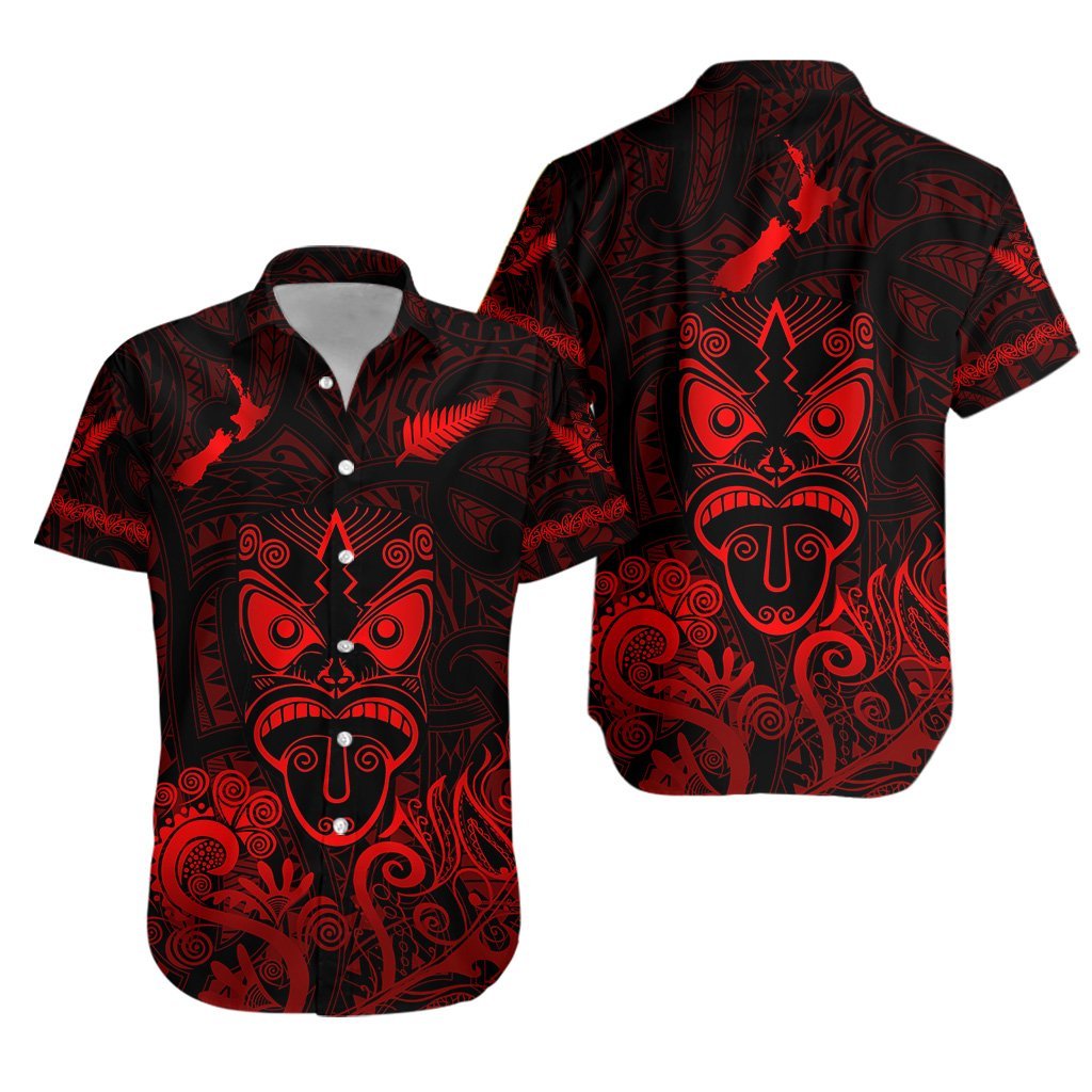 Maori Aotearoa Rugby Haka Hawaiian Shirt New Zealand Silver Fern - Red Unisex Red - Polynesian Pride