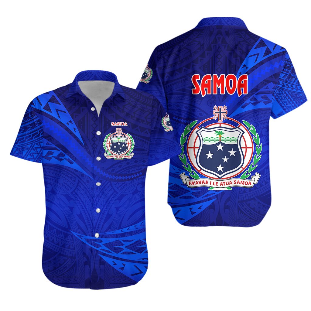 Manu Samoa Rugby Hawaiian Shirt Unique Version Full Blue Unisex Blue - Polynesian Pride