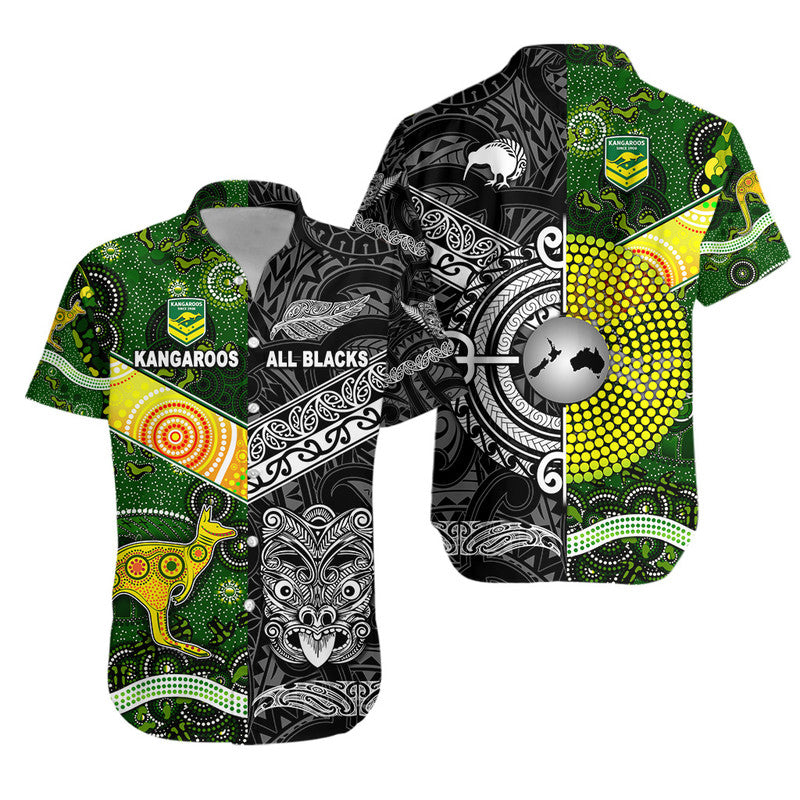 New Zealand Maori All Black And Australia Kangaroos Aboriginal Hawaiian Shirt Rugby Together LT8 Kid - Polynesian Pride