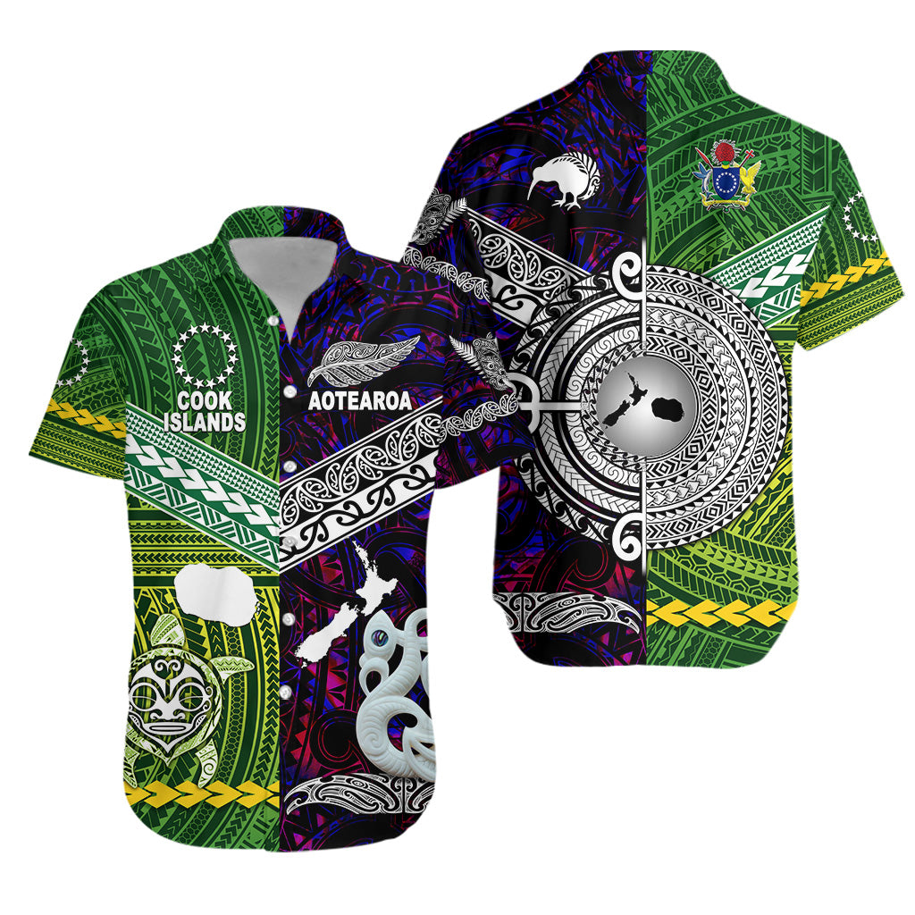 New Zealand Maori Aotearoa Hawaiian Shirt Cook Islands Together - Purple LT8 Unisex Green - Polynesian Pride