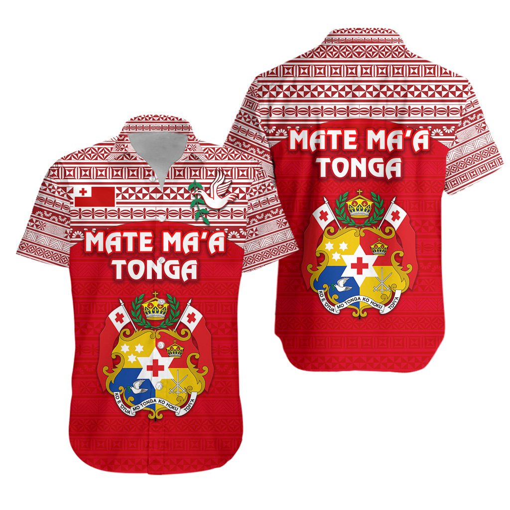 Kolisi Tonga Hawaiian Shirt Mate Ma'a Tonga Simple Version Coat Of Arms Unisex Red - Polynesian Pride