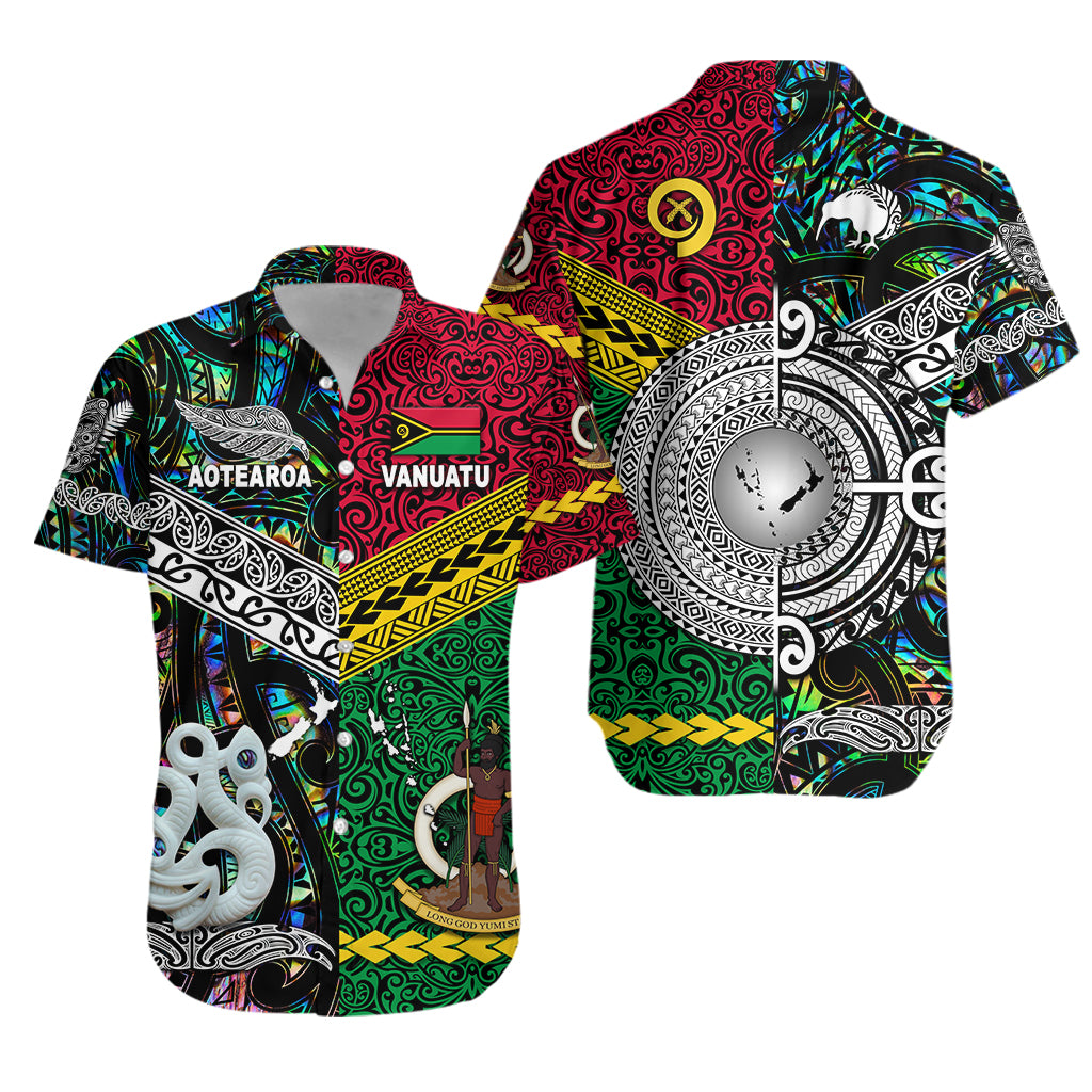 Vanuatu And New Zealand Hawaiian Shirt Together - Paua Shell LT8 Unisex Red - Polynesian Pride