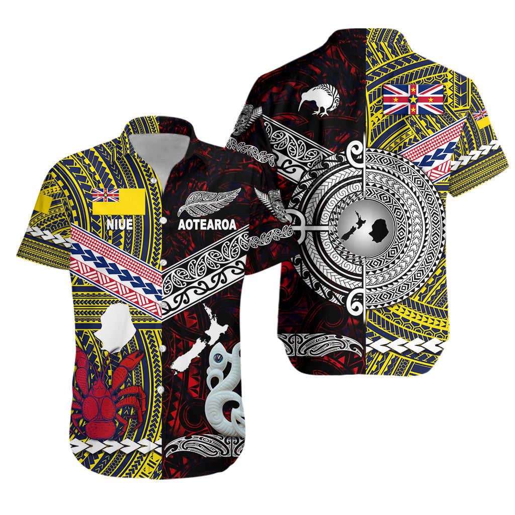 New Zealand Maori Aotearoa And Niue Together Hawaiian Shirt - Red LT8 Unisex Yellow - Polynesian Pride