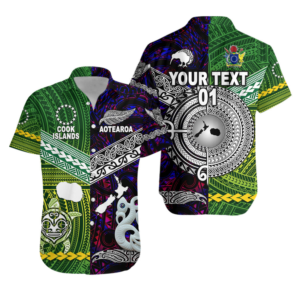 (Custom Personalised) New Zealand Maori Aotearoa Hawaiian Shirt Cook Islands Together - Purple, Custom Text And Number LT8 Unisex Green - Polynesian Pride