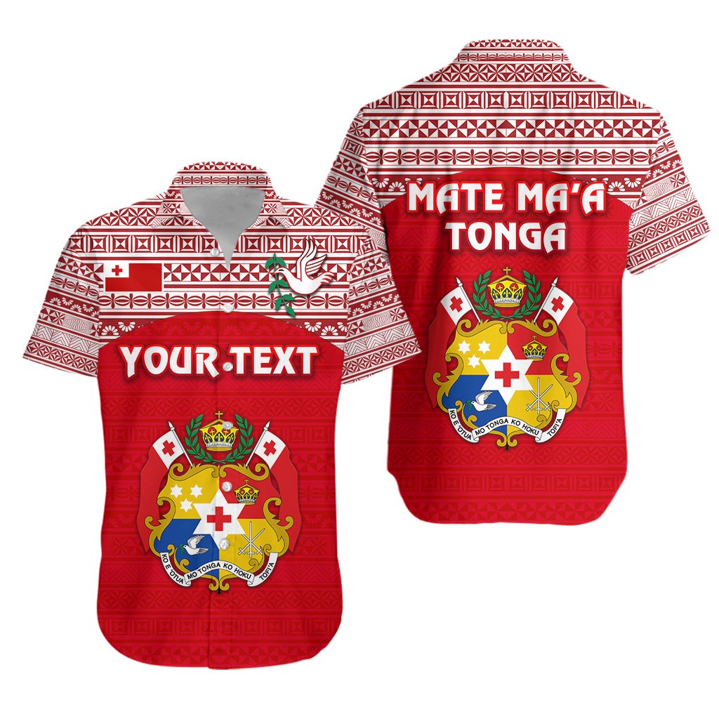 (Custom Personalised) Kolisi Tonga Hawaiian Shirt Mate Ma'a Tonga Simple Version Coat Of Arms Unisex Red - Polynesian Pride