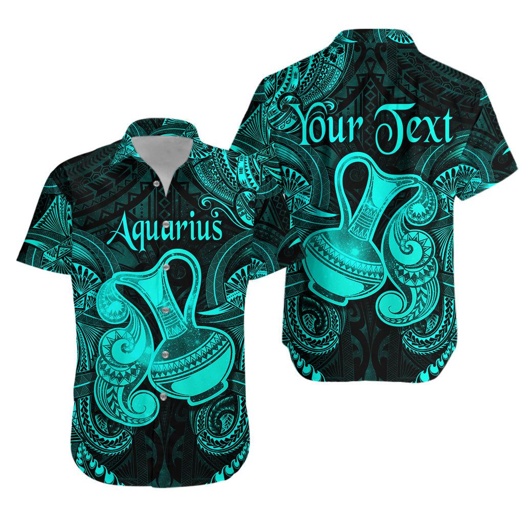 (Custom Personalised) Aquarius Zodiac Polynesian Hawaiian Shirt Unique Style - Turquoise LT8 - Polynesian Pride