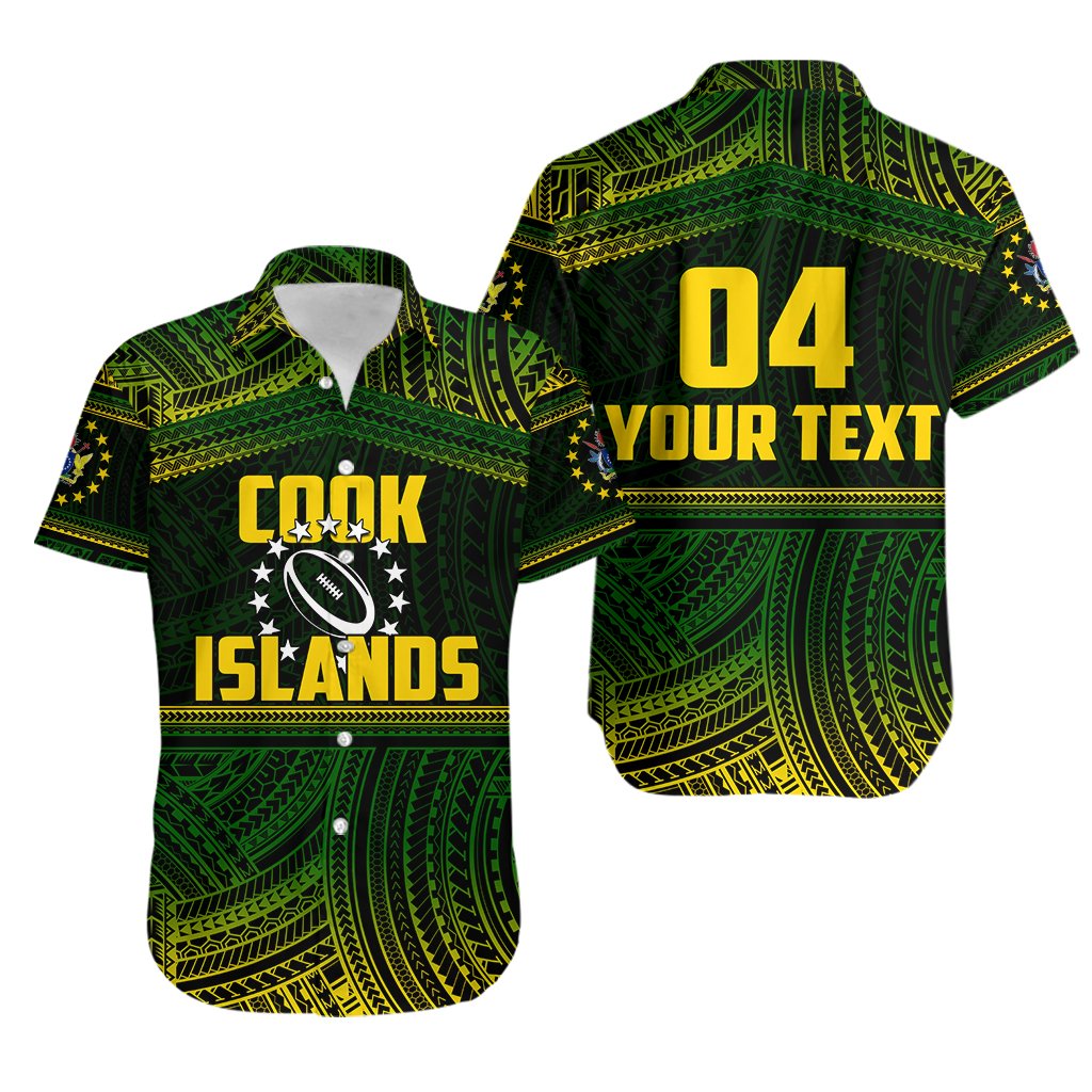 (Custom Personalised) Cook Islands Rugby Polynesian Patterns Hawaiian Shirt Unisex Green - Polynesian Pride