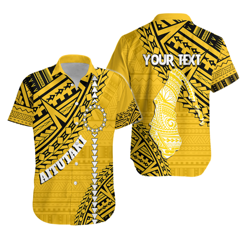 Cook Islands Tribal Personalised Hawaiian Shirt Island Map - Aitutaki Island LT7 Unisex Yellow - Polynesian Pride