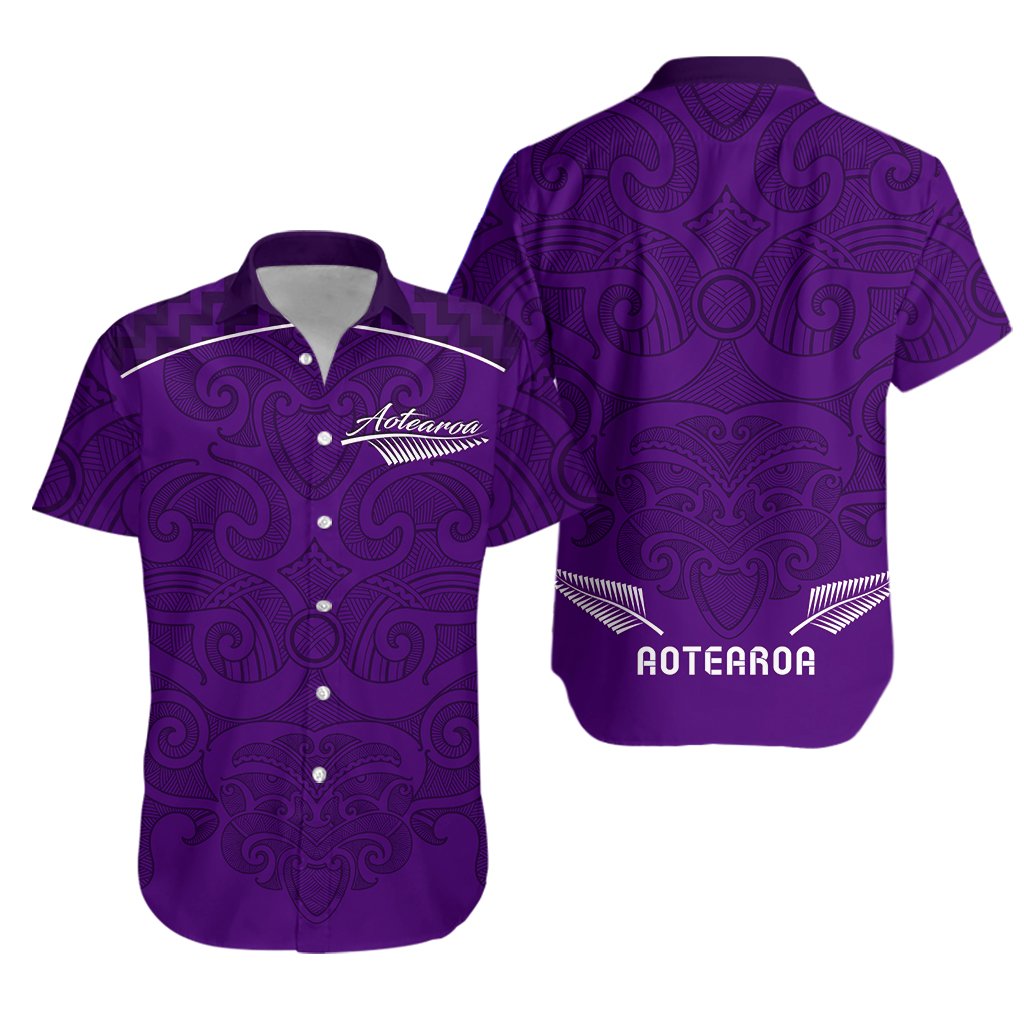 Maori 2021 Hawaiian Shirt - Purple Aotearoa Tattoo LT13 Unisex Purple - Polynesian Pride