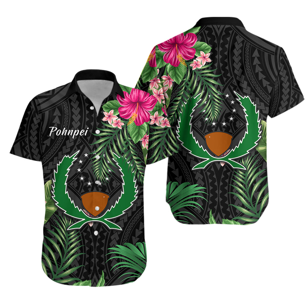 Pohnpei Micronesia Hawaiian Shirt Tropical Flowers LT13 Unisex Black - Polynesian Pride