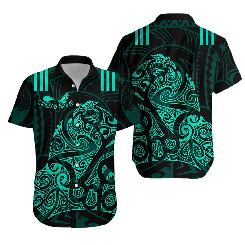 Aotearoa Super Rugby Hawaiian Shirt Maori Kiwi Turquoise Unisex Turquoise - Polynesian Pride